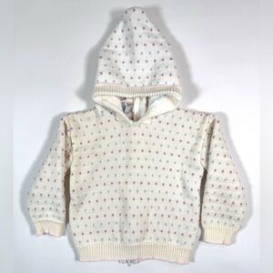 VINTAGE BEBE CRADLECRAFT Girls Hooded Knit Sweater 18M Pastel Dot Italy 80s 90s